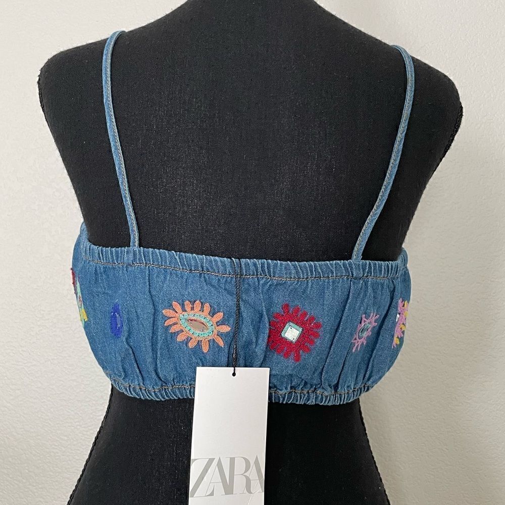 NWT Zara Embroidered Crop Top - Picture 9 of 11